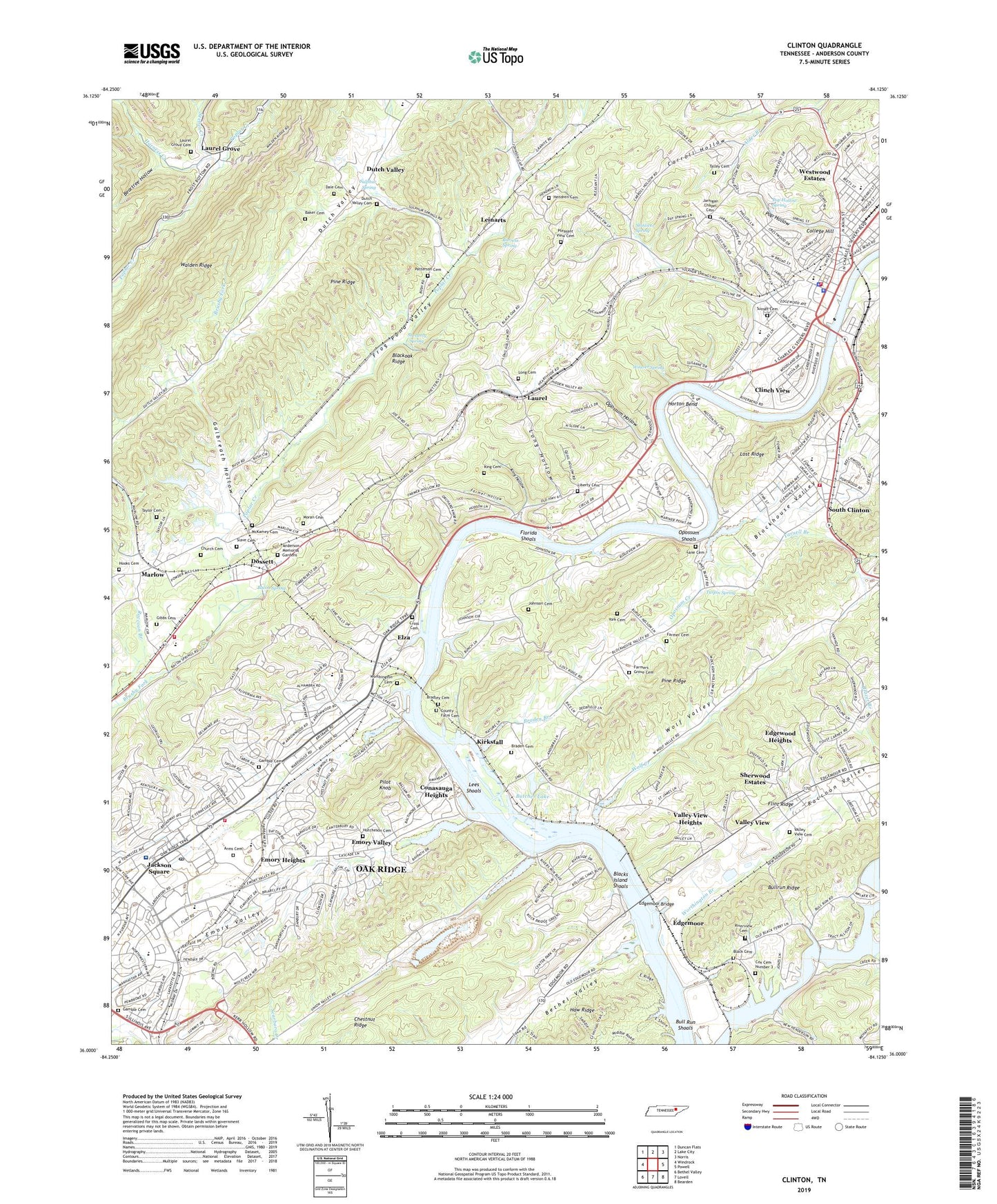 Clinton Tennessee US Topo Map Image