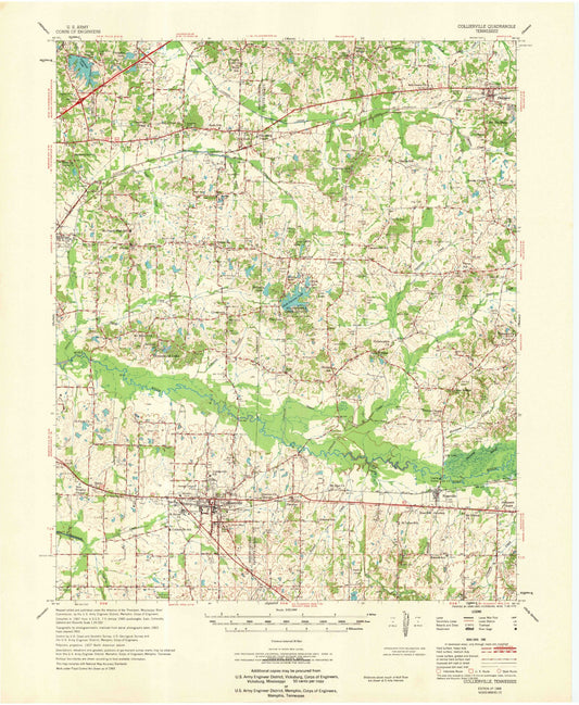 Classic USGS Collierville Tennessee 7.5'x7.5' Topo Map Image