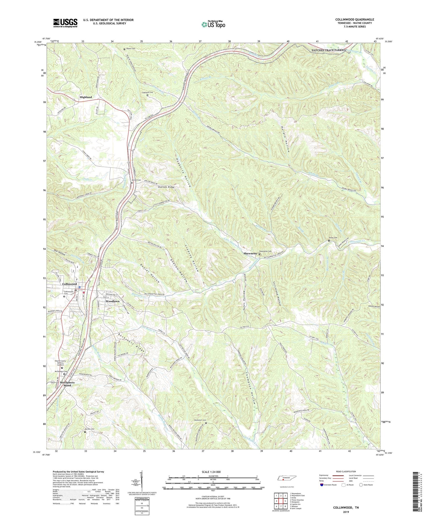 Collinwood Tennessee US Topo Map Image