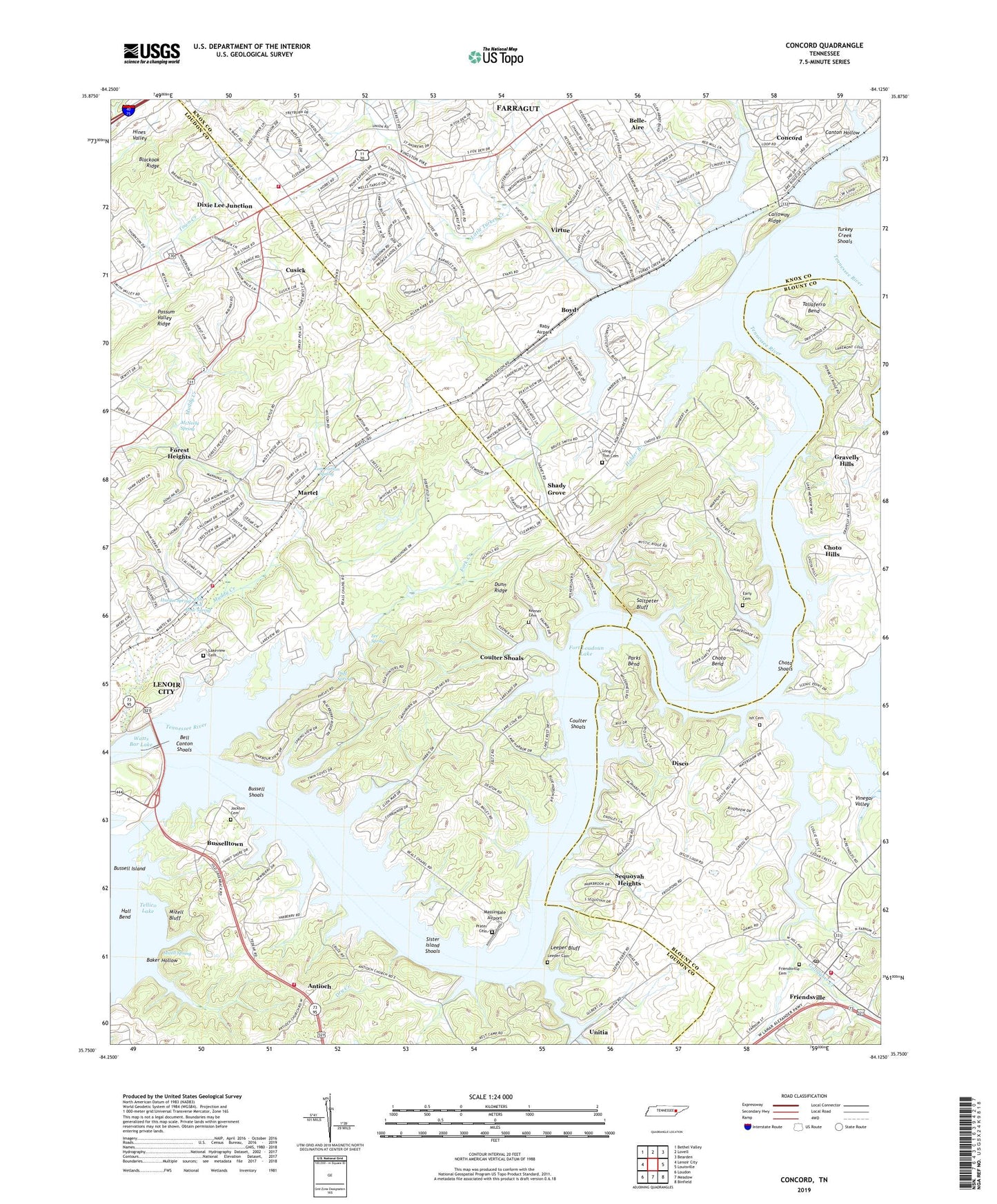 Concord Tennessee US Topo Map Image