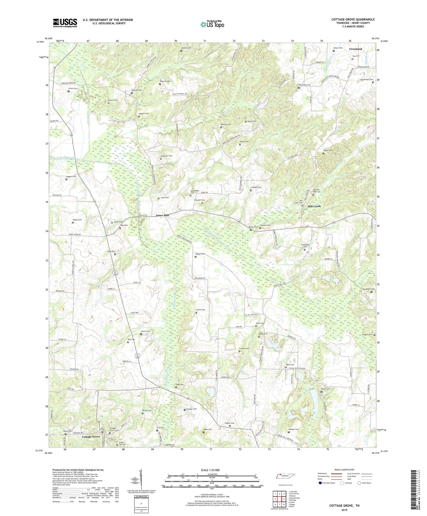 Cottage Grove Tennessee US Topo Map Image