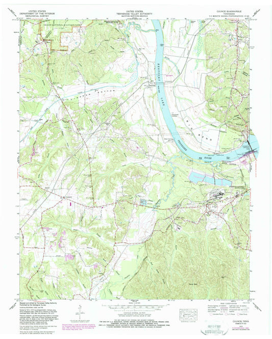 Classic USGS Counce Tennessee 7.5'x7.5' Topo Map Image