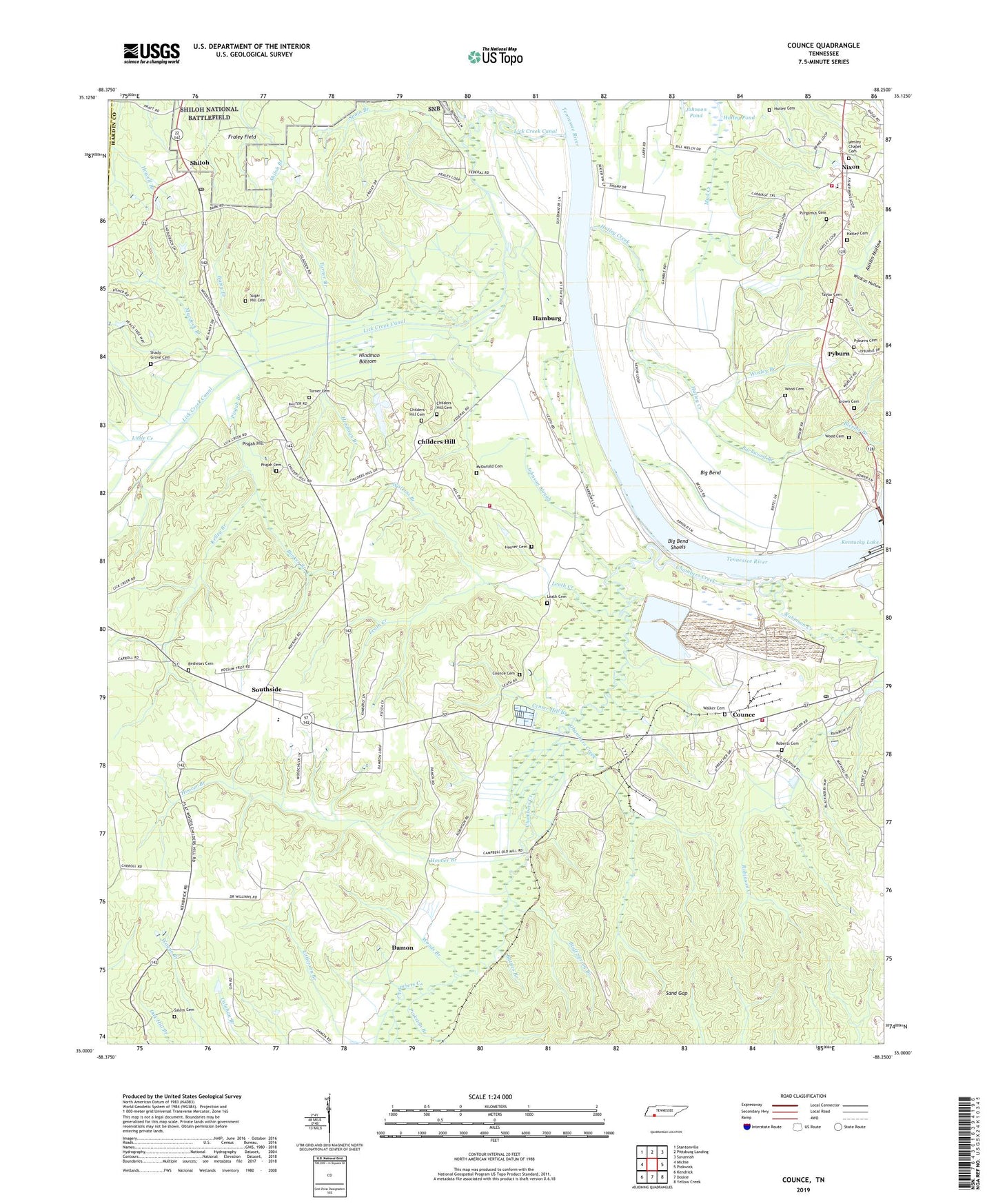 Counce Tennessee US Topo Map Image
