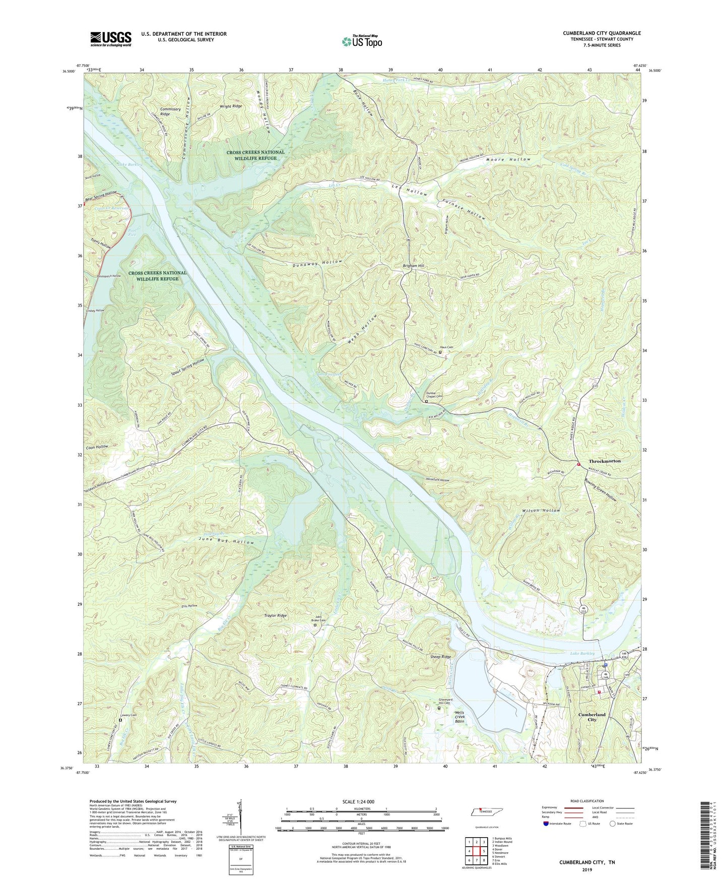 Cumberland City Tennessee US Topo Map Image