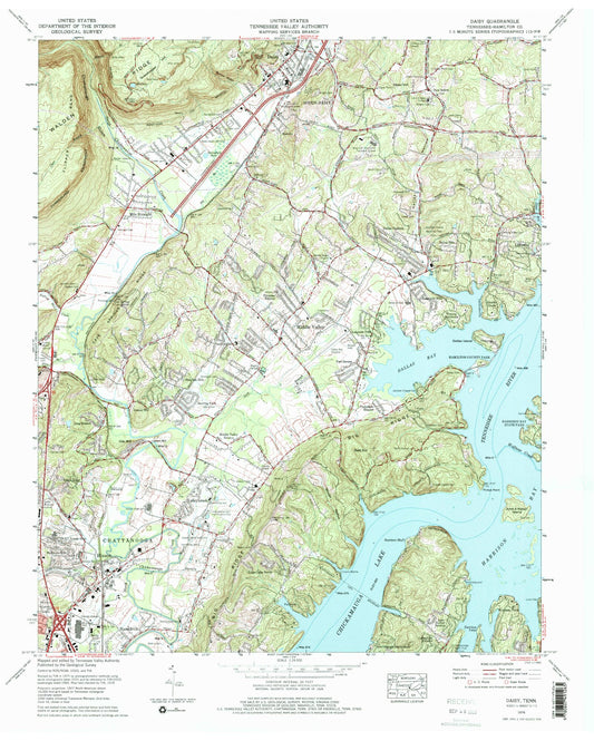 Classic USGS Daisy Tennessee 7.5'x7.5' Topo Map Image