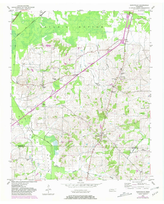 Classic USGS Dancyville Tennessee 7.5'x7.5' Topo Map Image