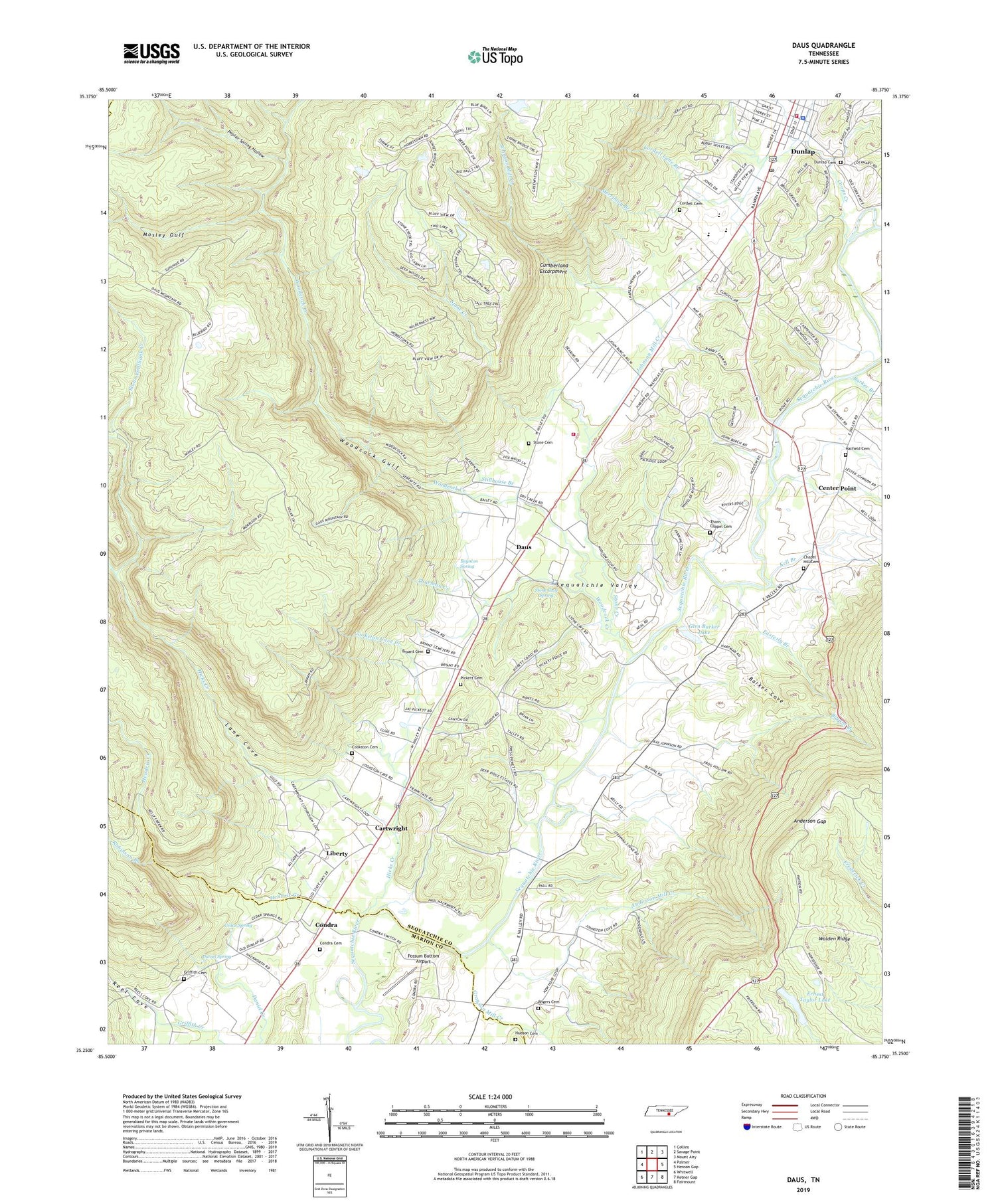 Daus Tennessee US Topo Map Image