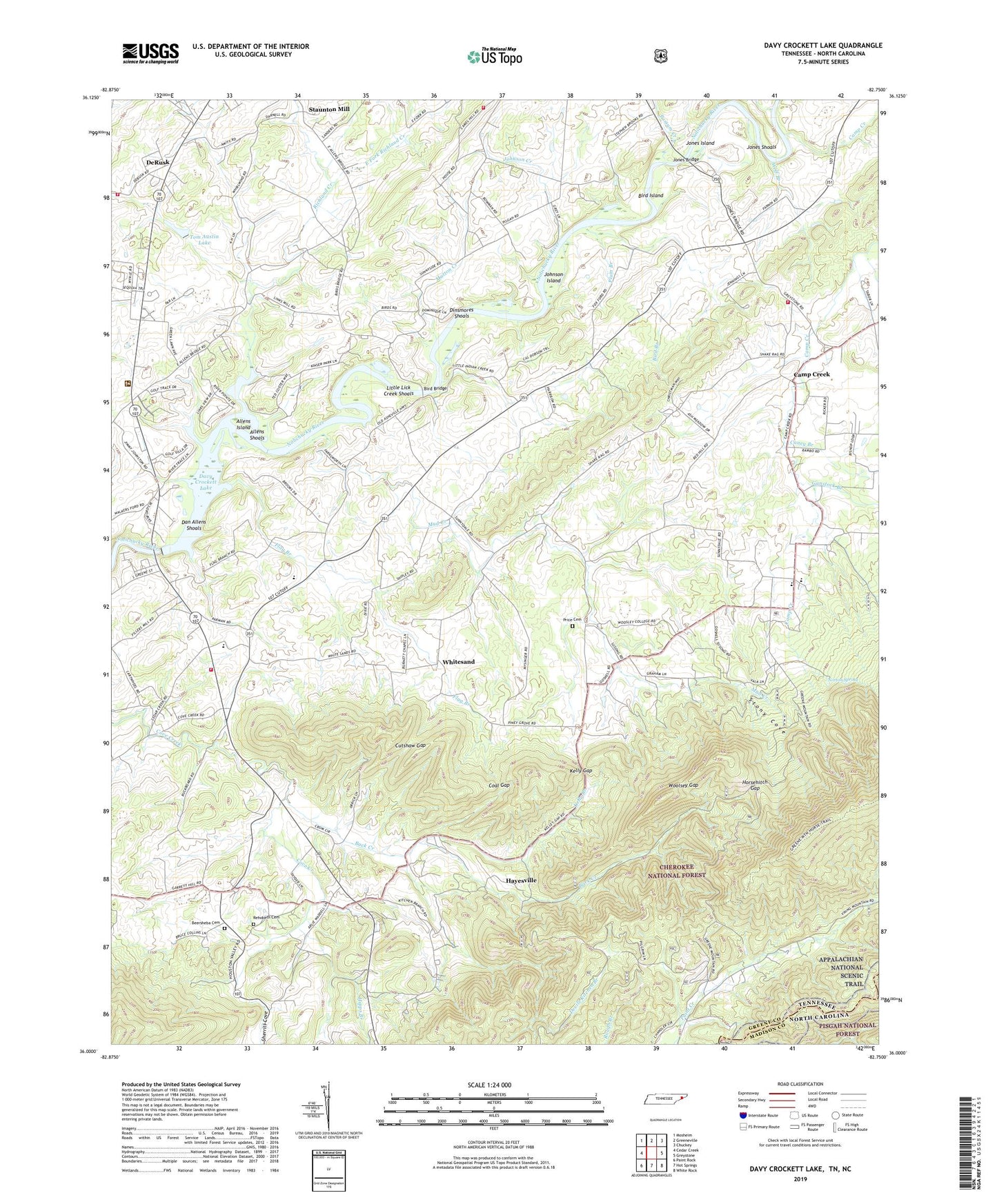 Davy Crockett Lake Tennessee US Topo Map Image