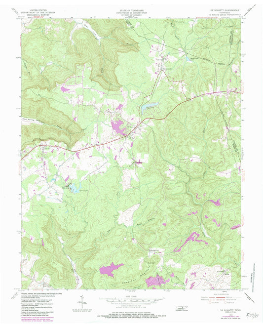 Classic USGS De Rossett Tennessee 7.5'x7.5' Topo Map Image