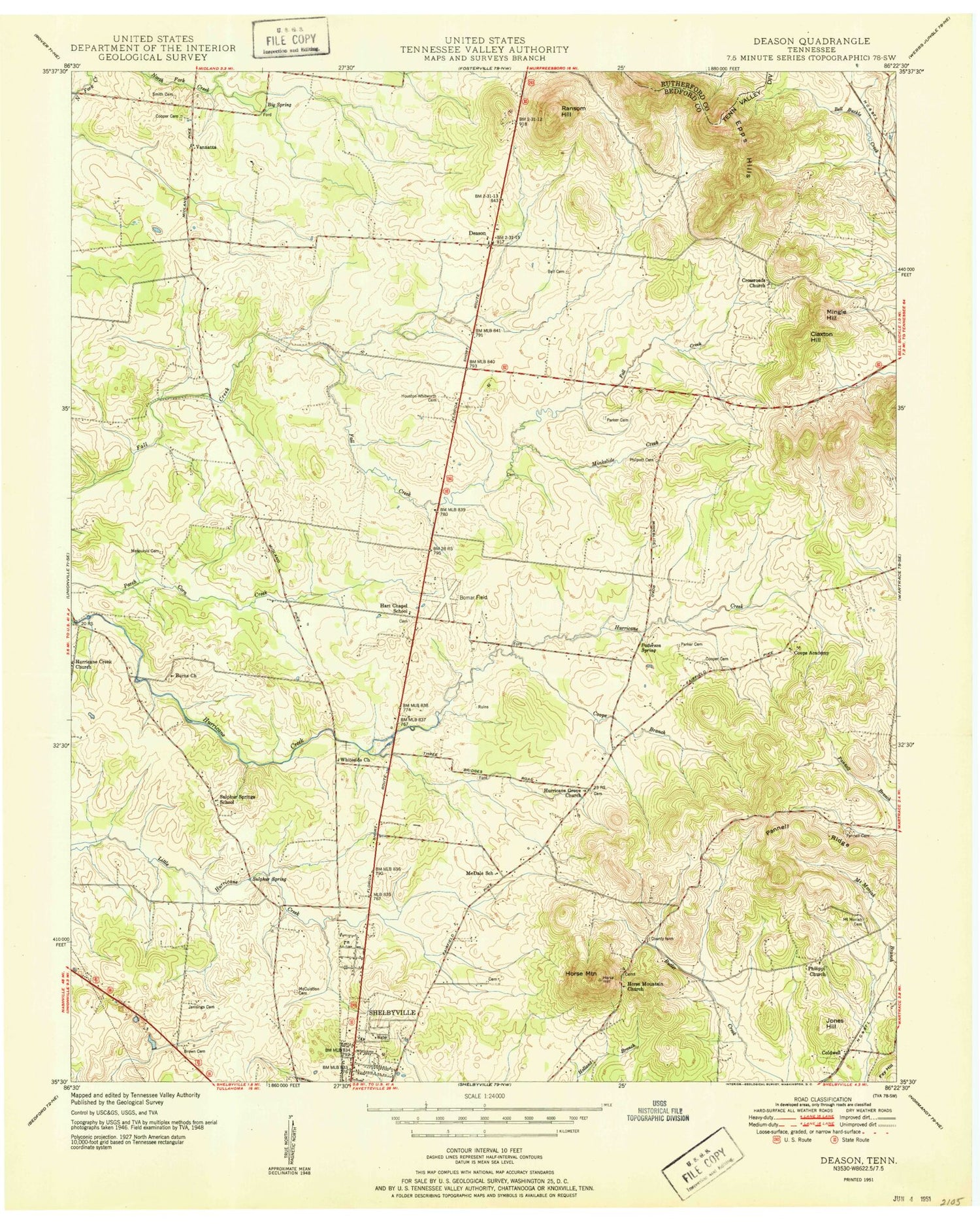 Classic USGS Deason Tennessee 7.5'x7.5' Topo Map Image