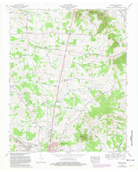 Classic USGS Deason Tennessee 7.5'x7.5' Topo Map Image