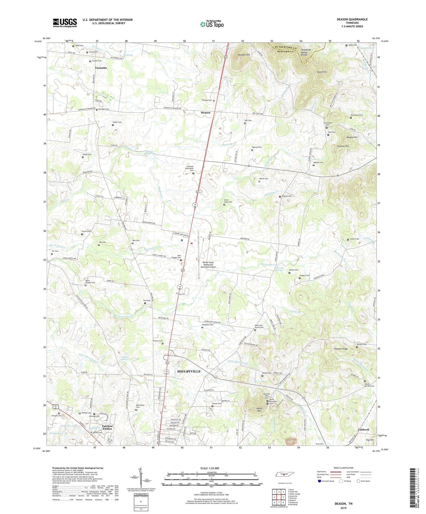 Deason Tennessee US Topo Map Image