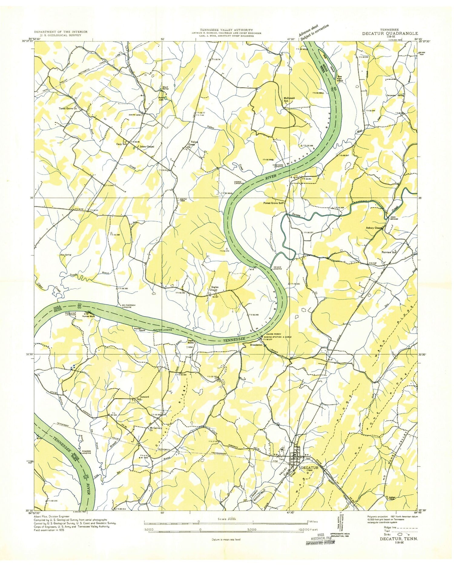 Classic USGS Decatur Tennessee 7.5'x7.5' Topo Map – MyTopo Map Store