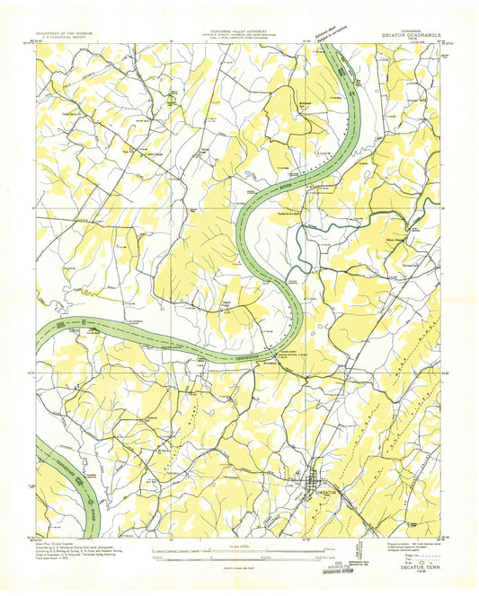 Classic USGS Decatur Tennessee 7.5'x7.5' Topo Map Image