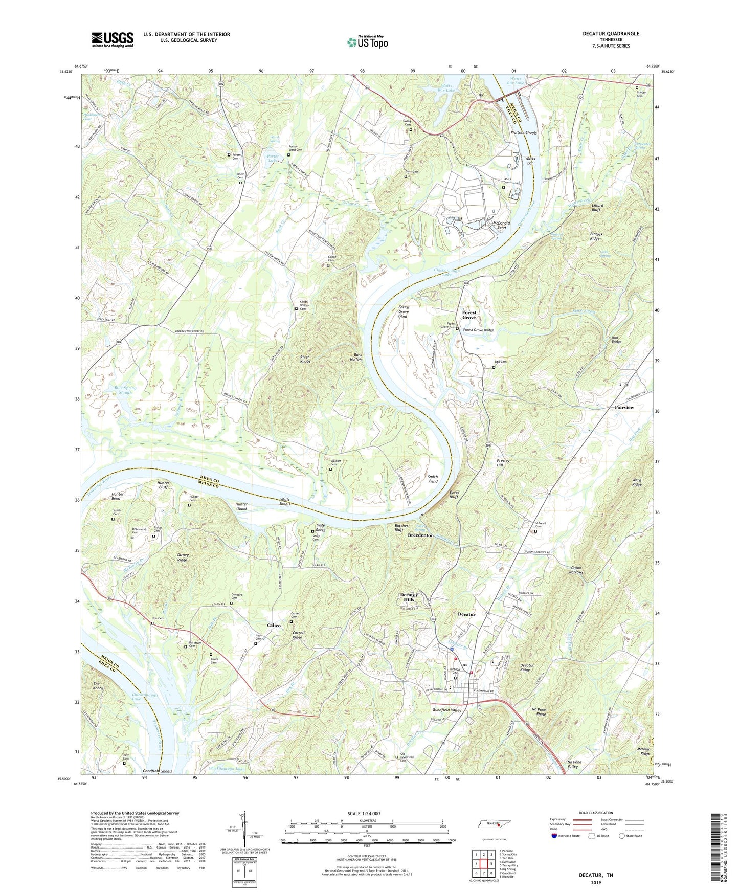 Decatur Tennessee US Topo Map Image