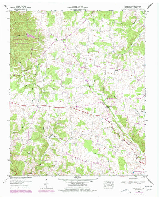 Classic USGS Deerfield Tennessee 7.5'x7.5' Topo Map Image