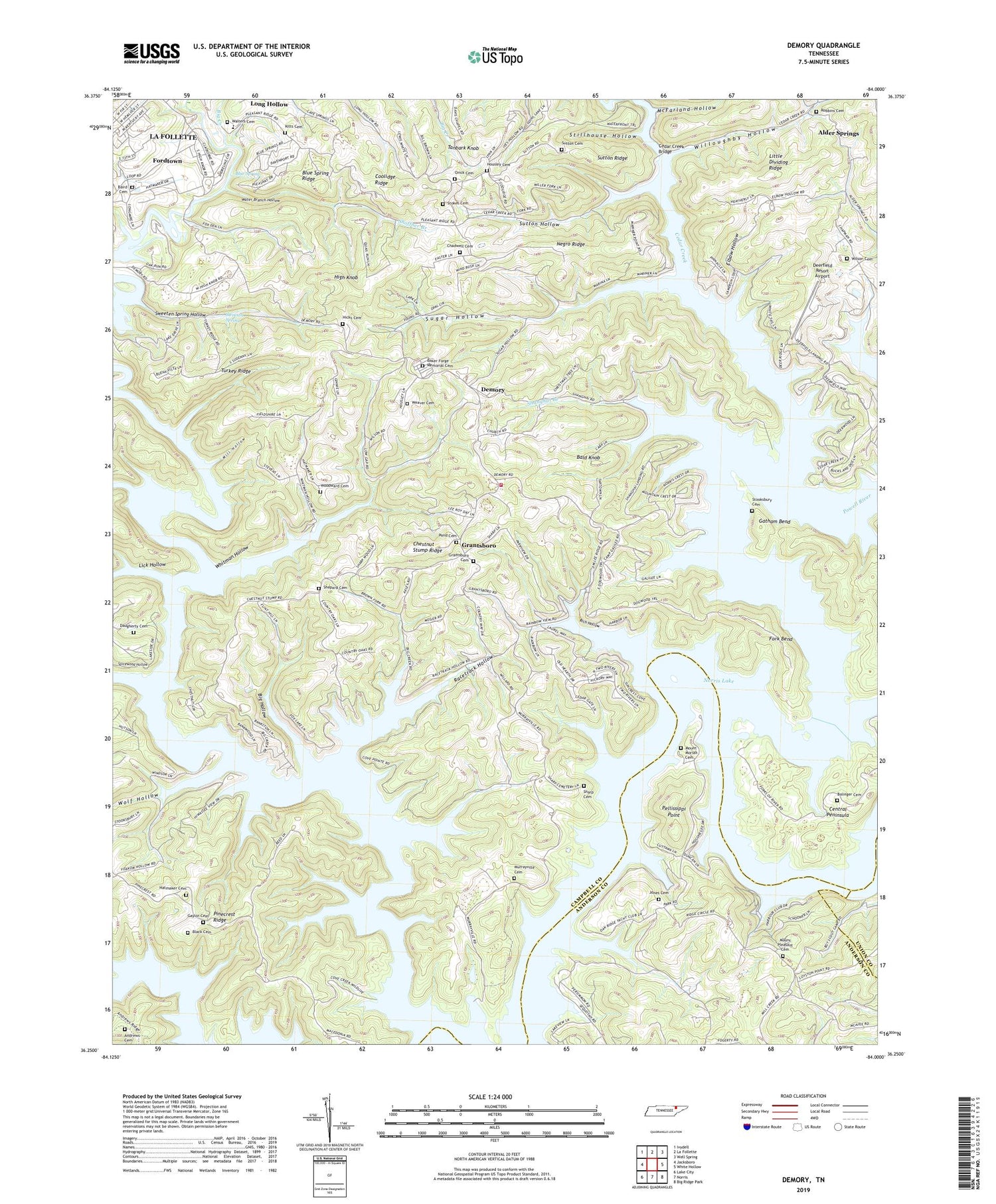 Demory Tennessee US Topo Map Image