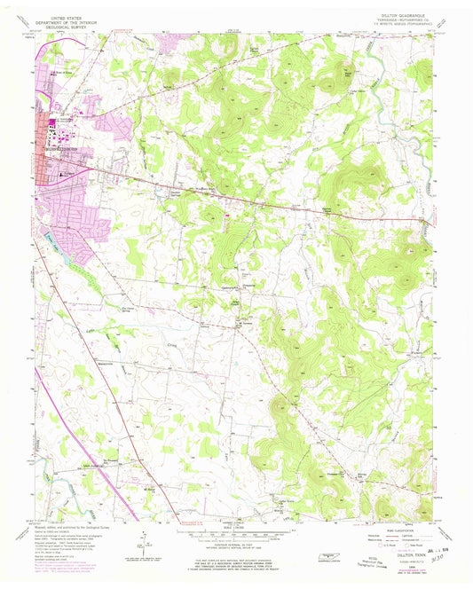 Classic USGS Dillton Tennessee 7.5'x7.5' Topo Map Image
