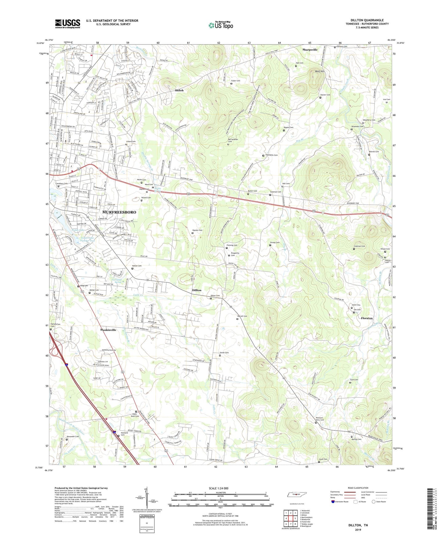 Dillton Tennessee US Topo Map Image