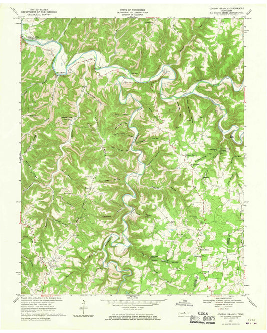 Classic USGS Dodson Branch Tennessee 7.5'x7.5' Topo Map Image