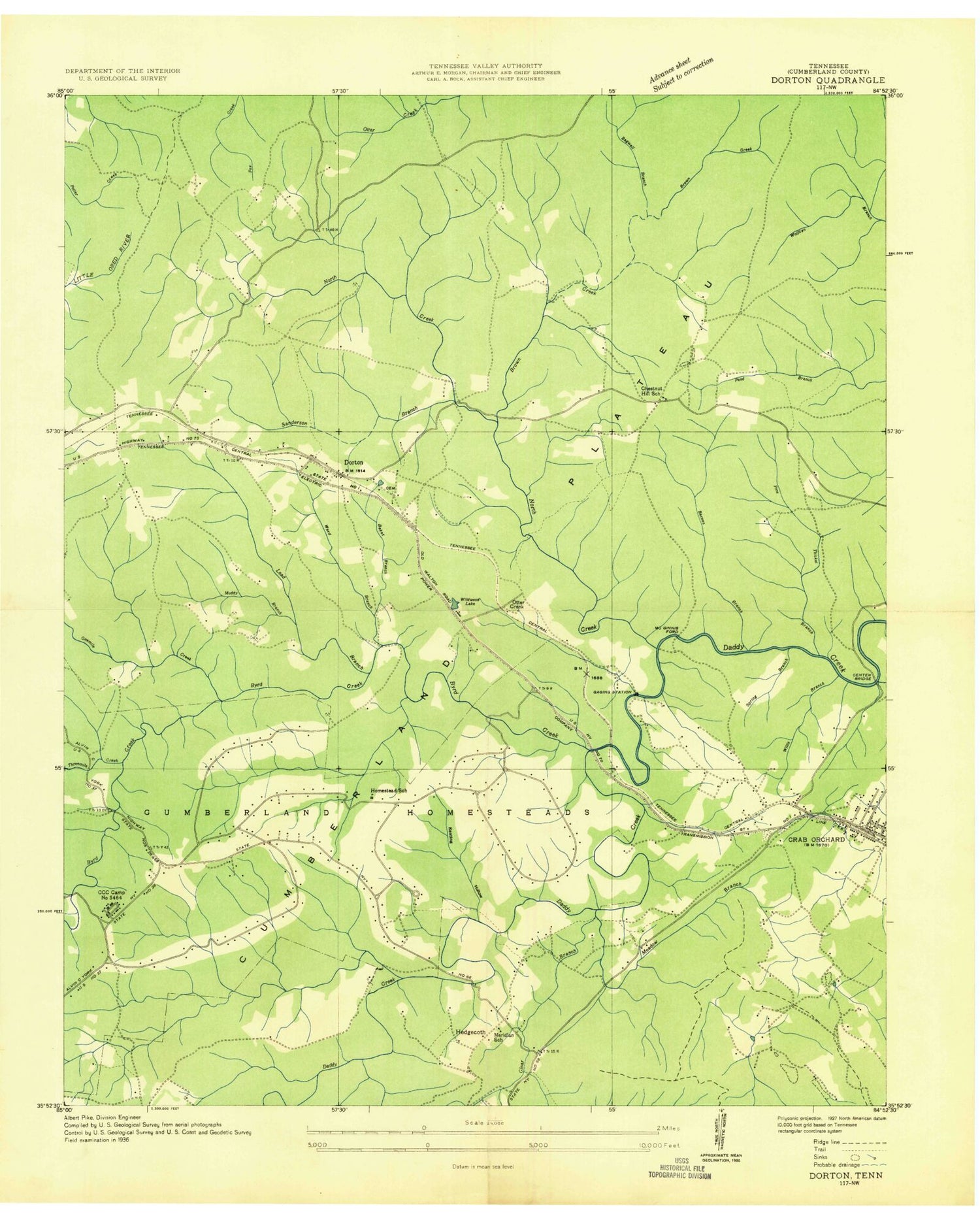 Classic USGS Dorton Tennessee 7.5'x7.5' Topo Map Image