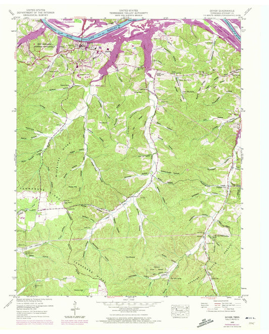 Classic USGS Dover Tennessee 7.5'x7.5' Topo Map Image
