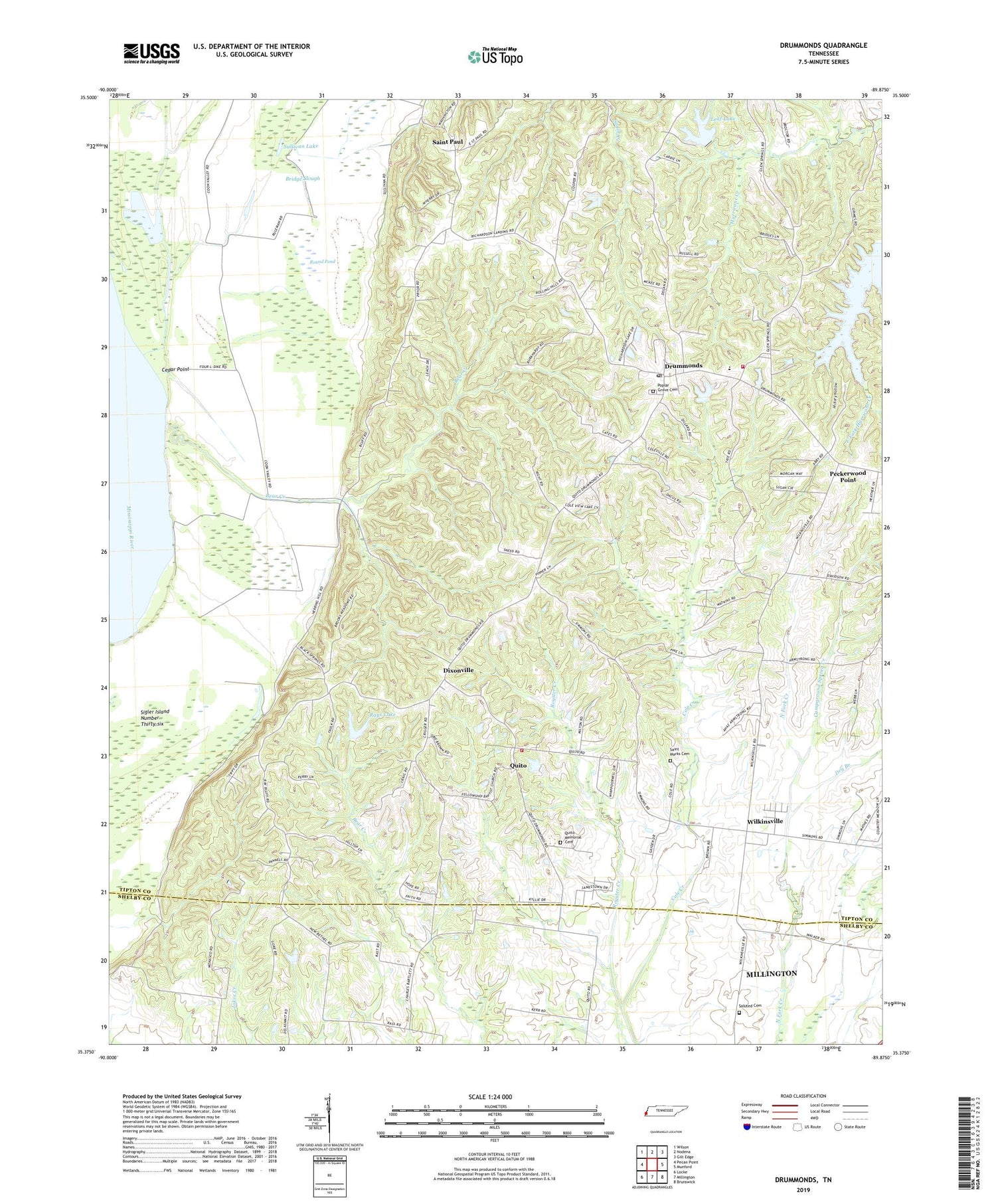 Drummonds Tennessee US Topo Map Image