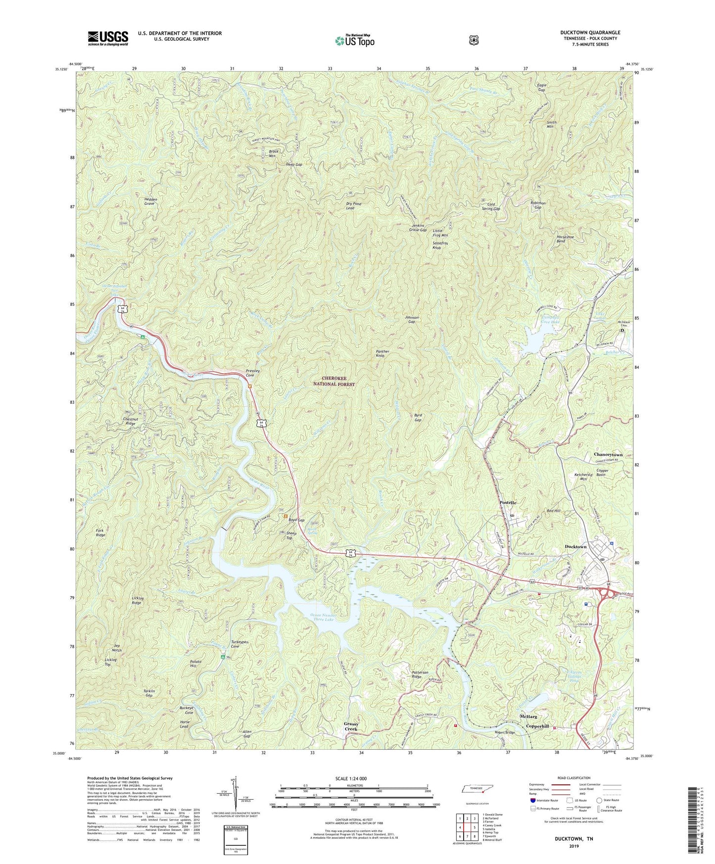 Ducktown Tennessee US Topo Map Image