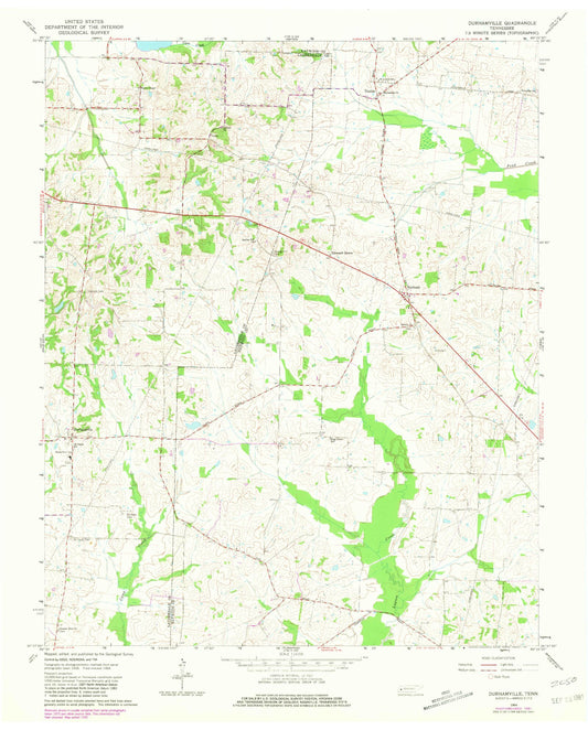 Classic USGS Durhamville Tennessee 7.5'x7.5' Topo Map Image