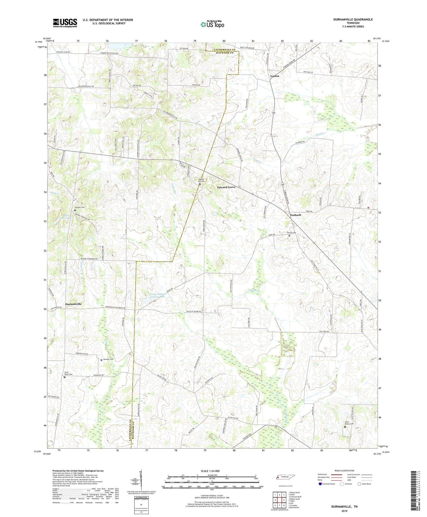 Durhamville Tennessee US Topo Map Image