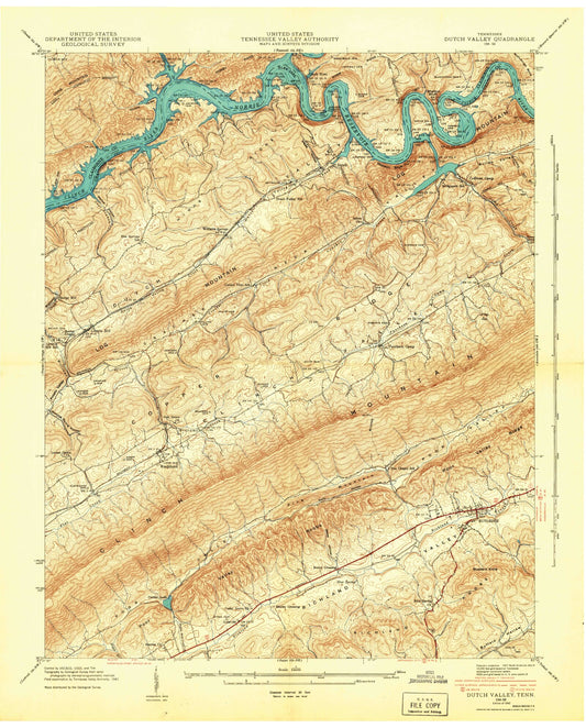 Classic USGS Dutch Valley Tennessee 7.5'x7.5' Topo Map Image
