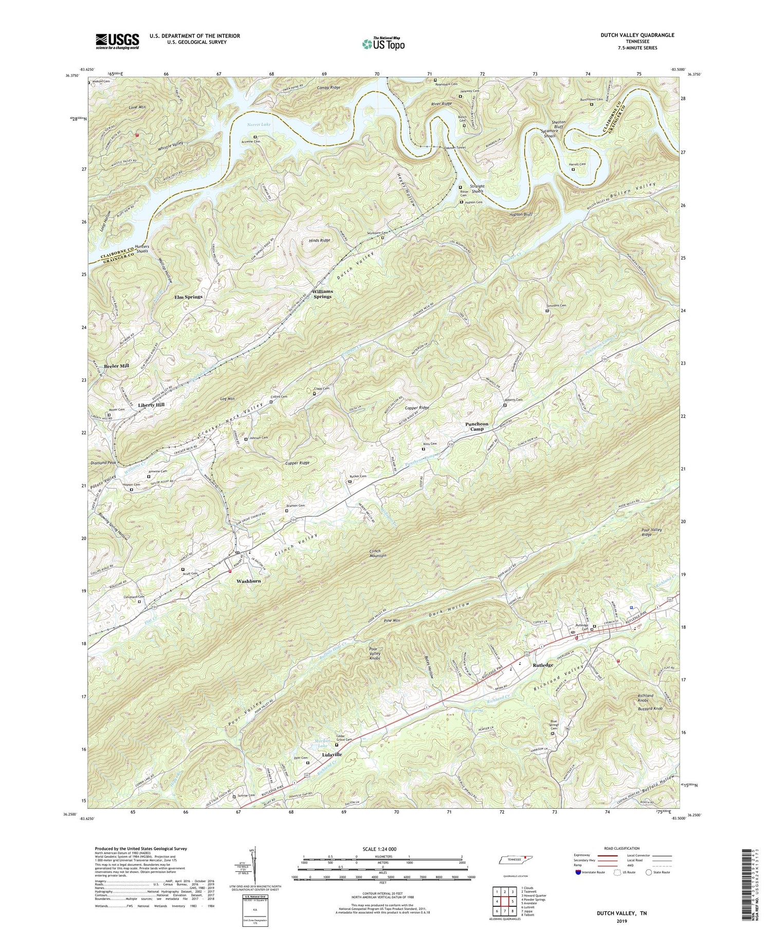 Dutch Valley Tennessee US Topo Map Image