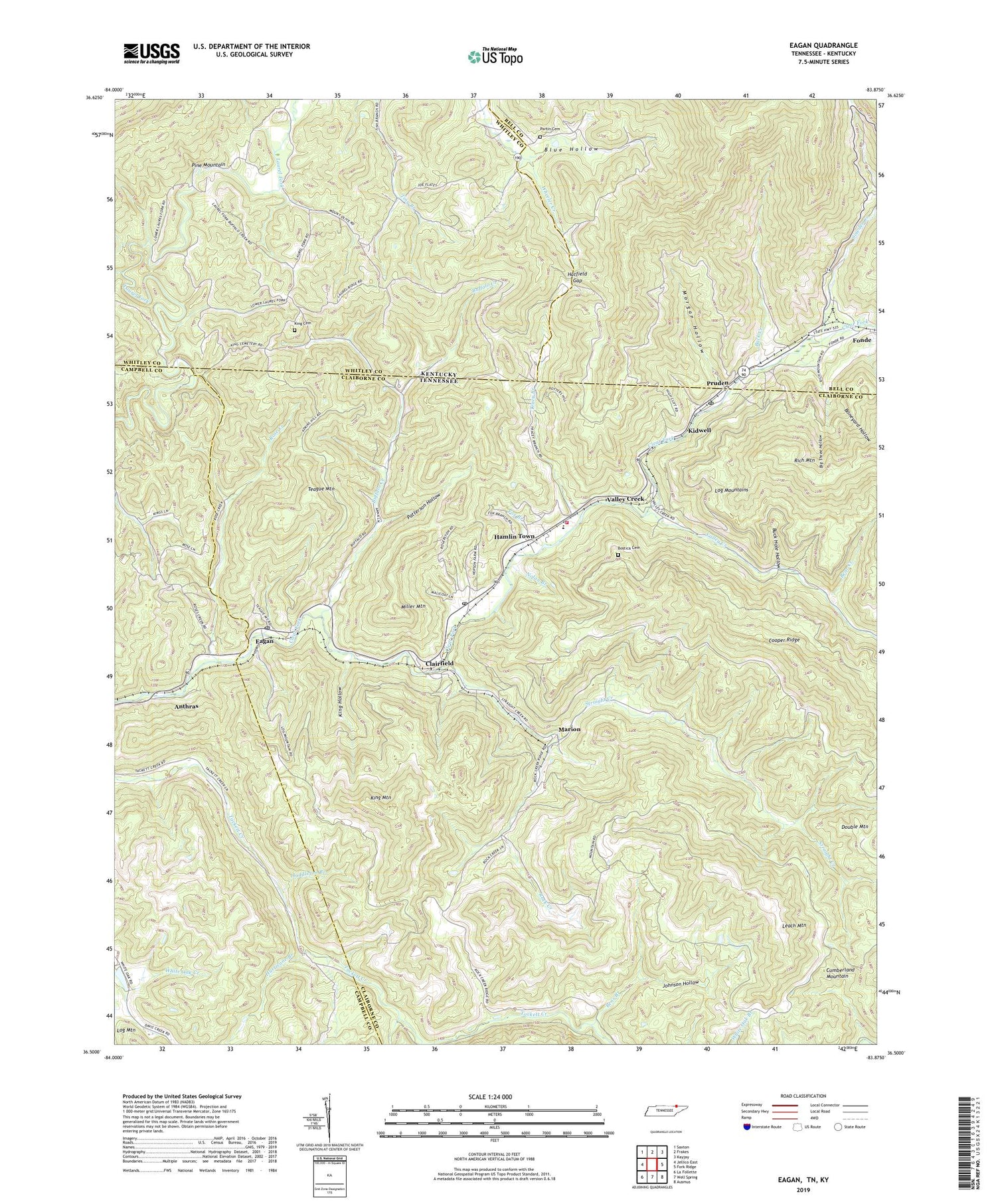 Eagan Tennessee US Topo Map Image