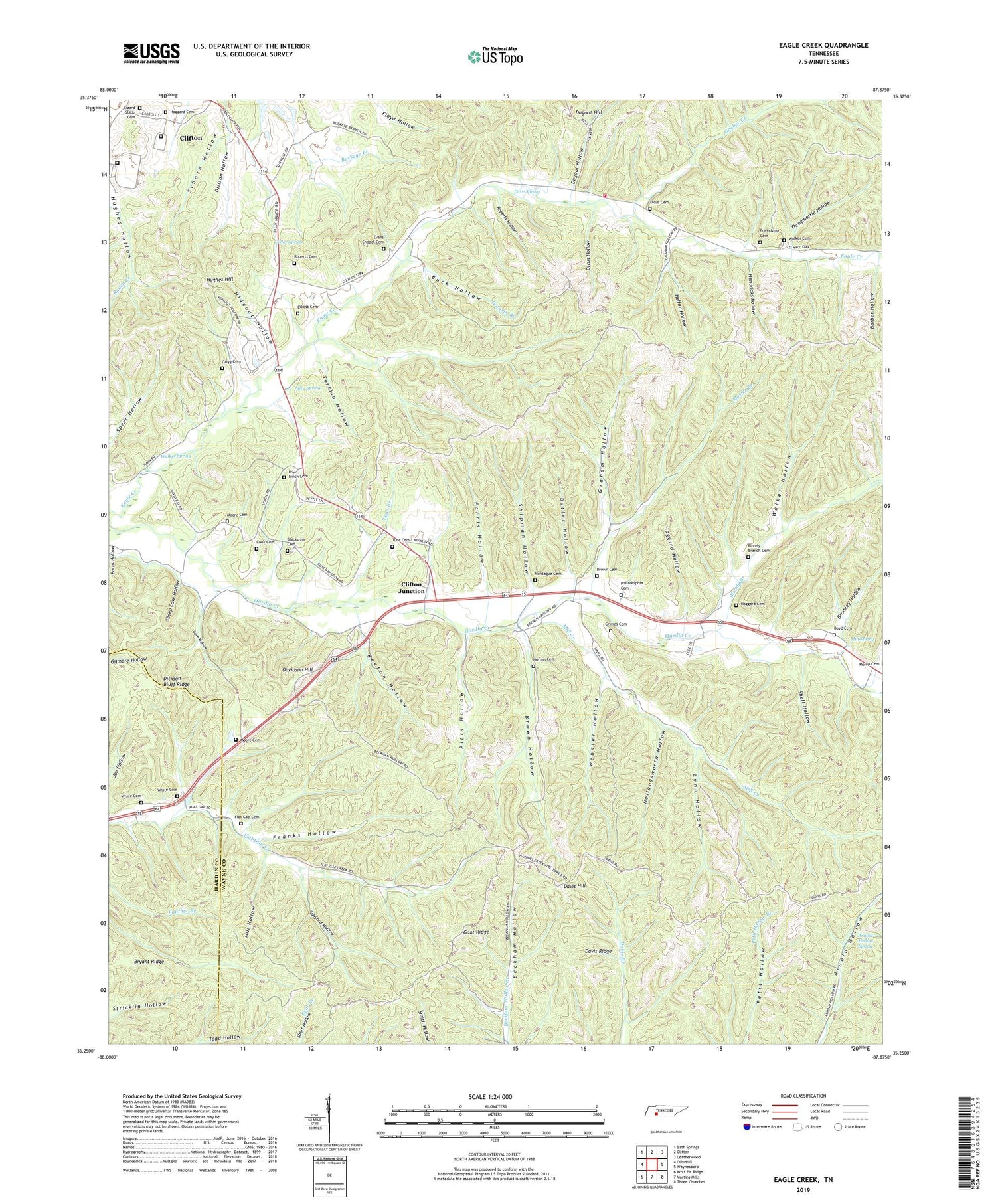 Eagle Creek Tennessee US Topo Map Image