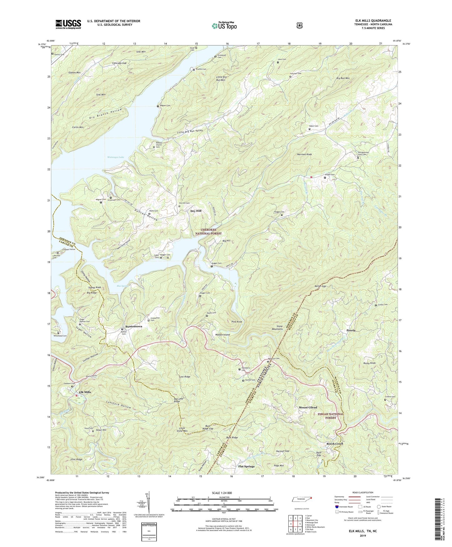 Elk Mills Tennessee US Topo Map Image