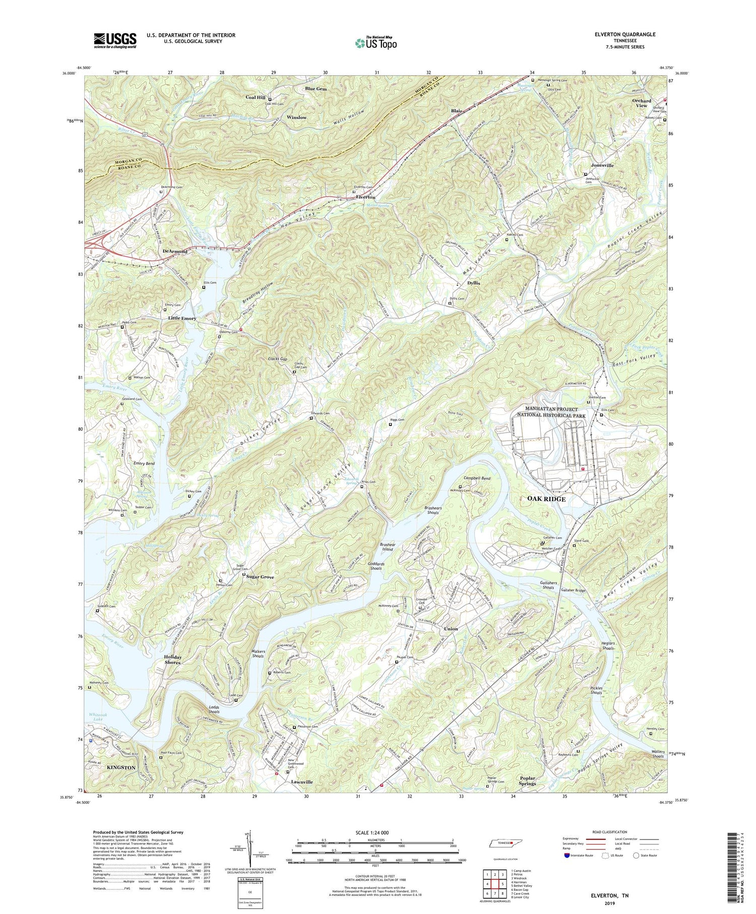 Elverton Tennessee US Topo Map Image