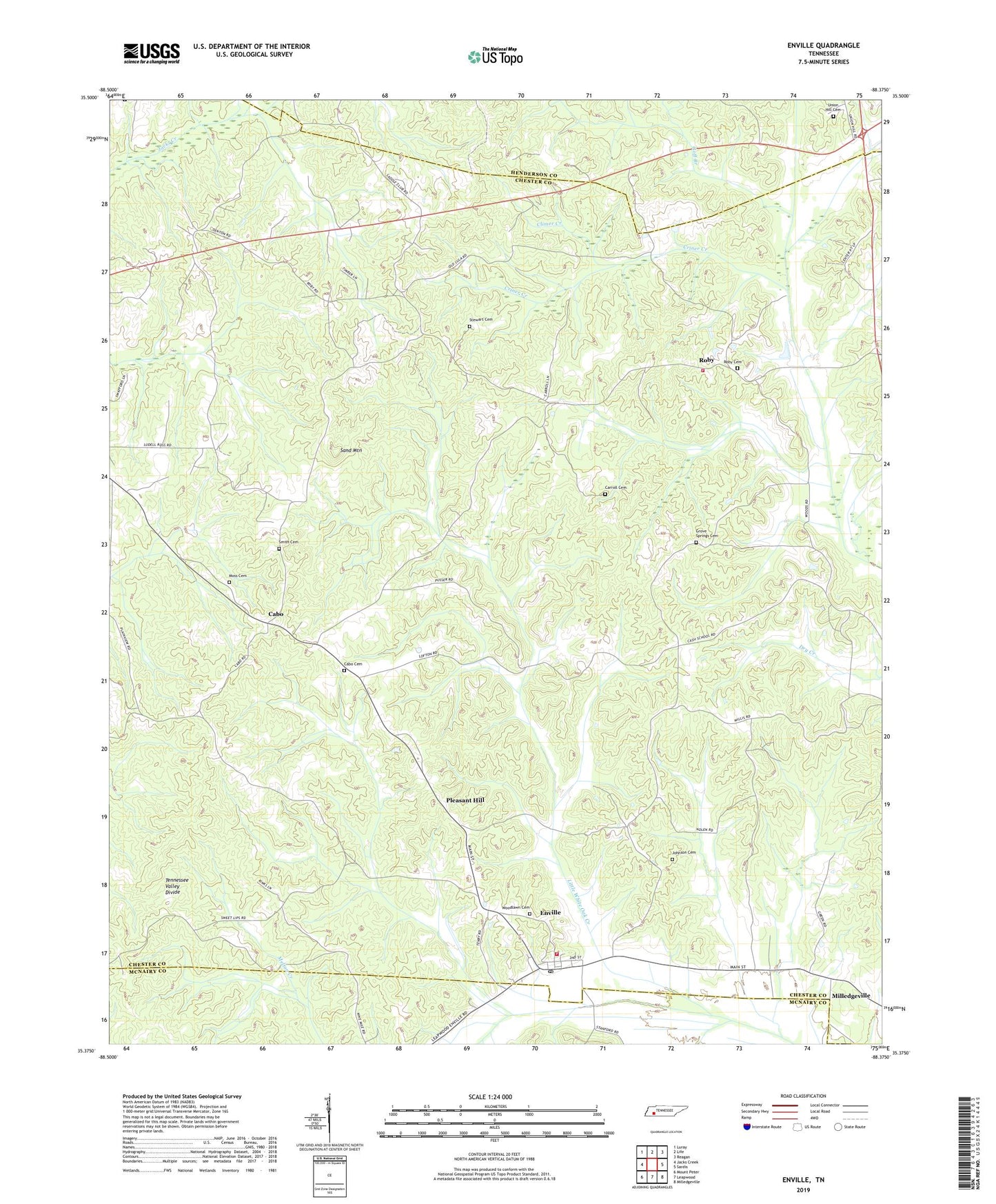 Enville Tennessee US Topo Map Image