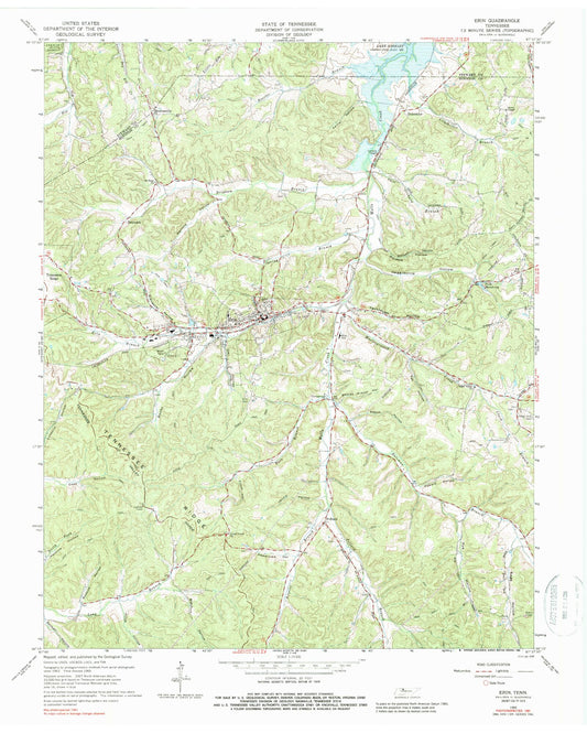 Classic USGS Erin Tennessee 7.5'x7.5' Topo Map Image