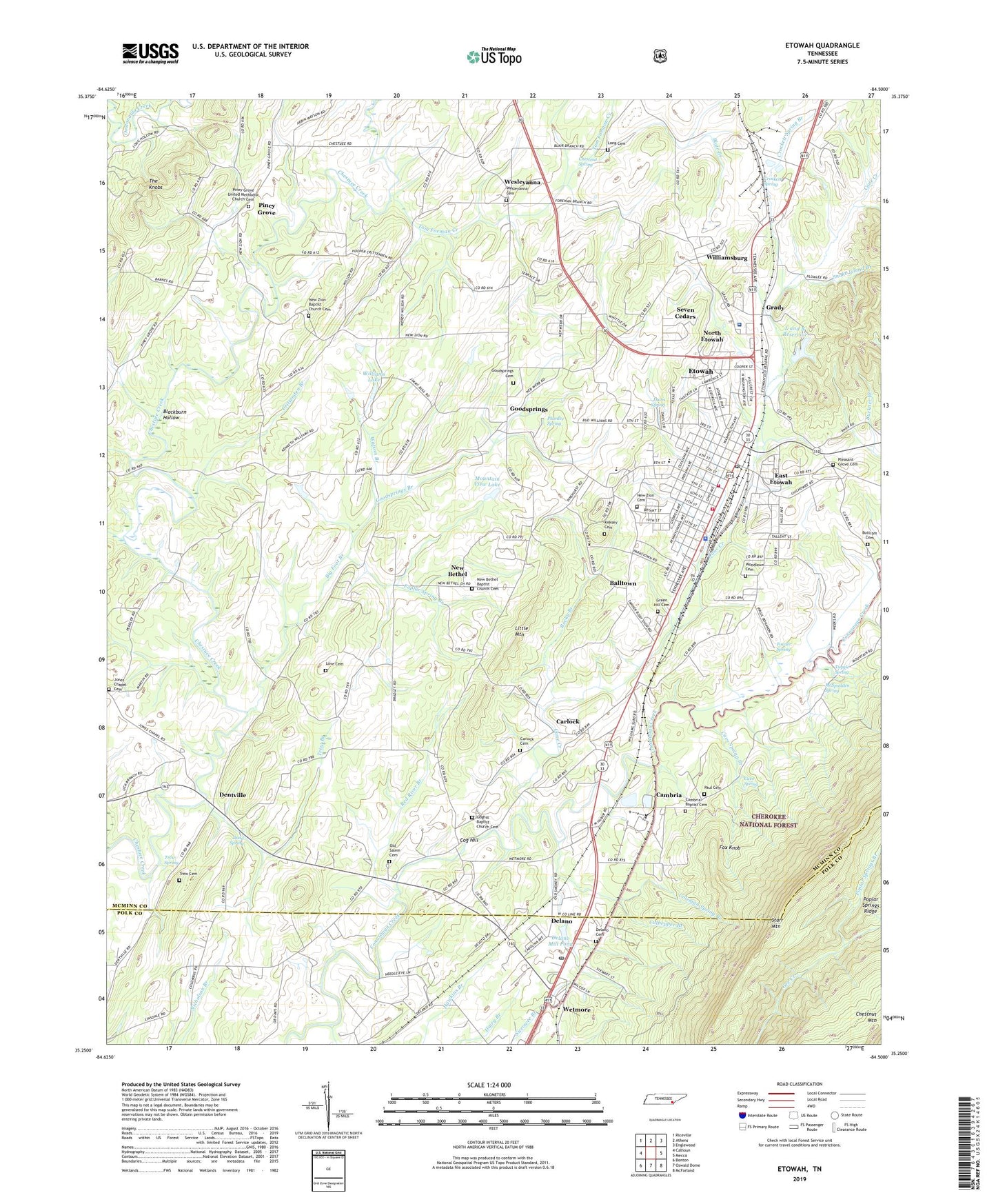 Etowah Tennessee US Topo Map Image