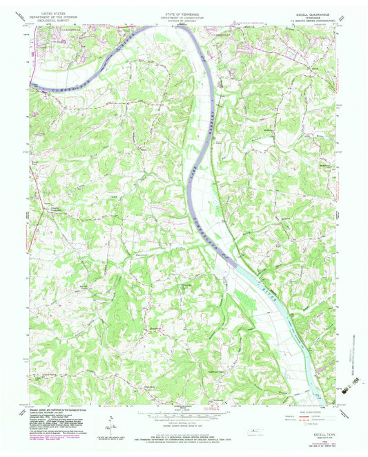 Classic USGS Excell Tennessee 7.5'x7.5' Topo Map Image