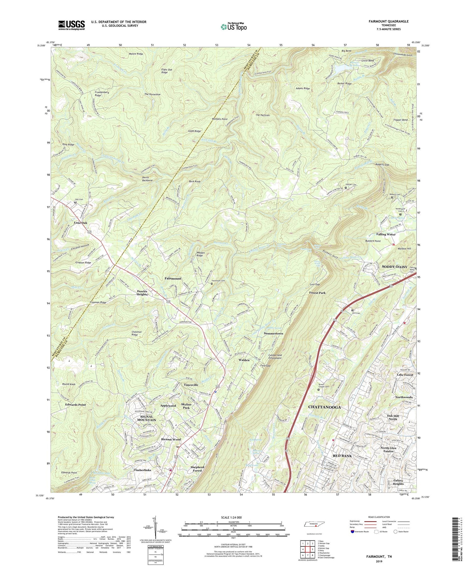 Fairmount Tennessee US Topo Map Image