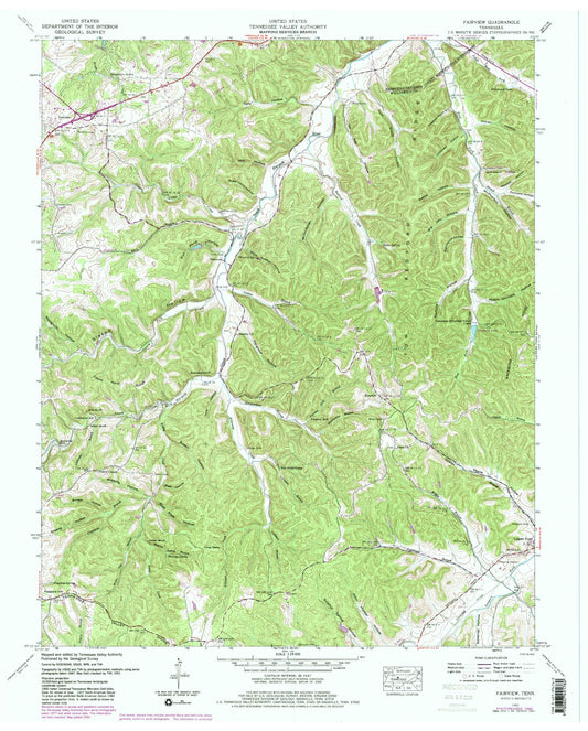 Classic USGS Fairview Tennessee 7.5'x7.5' Topo Map Image