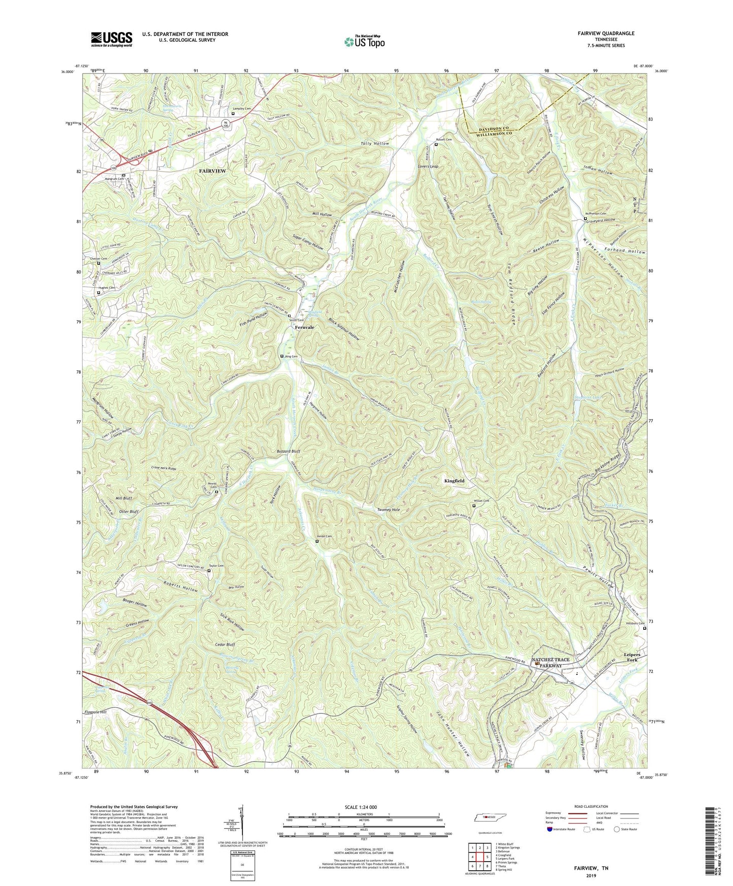 Fairview Tennessee US Topo Map Image