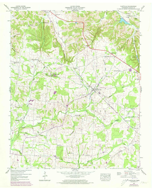 Classic USGS Flintville Tennessee 7.5'x7.5' Topo Map Image