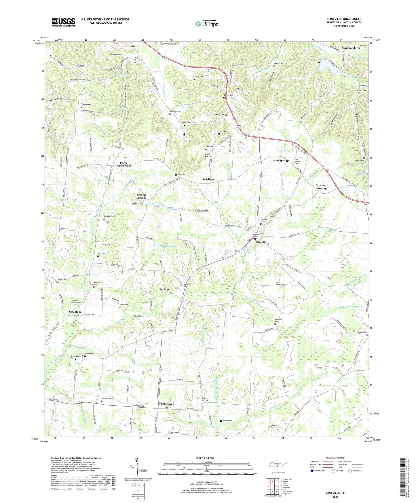 Flintville Tennessee US Topo Map Image