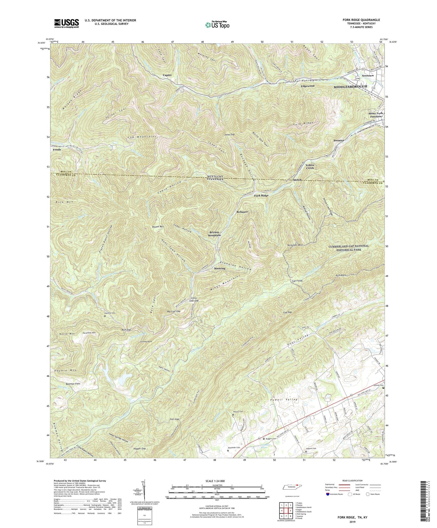 Fork Ridge Tennessee US Topo Map Image