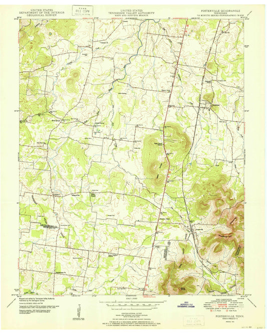 Classic USGS Fosterville Tennessee 7.5'x7.5' Topo Map Image