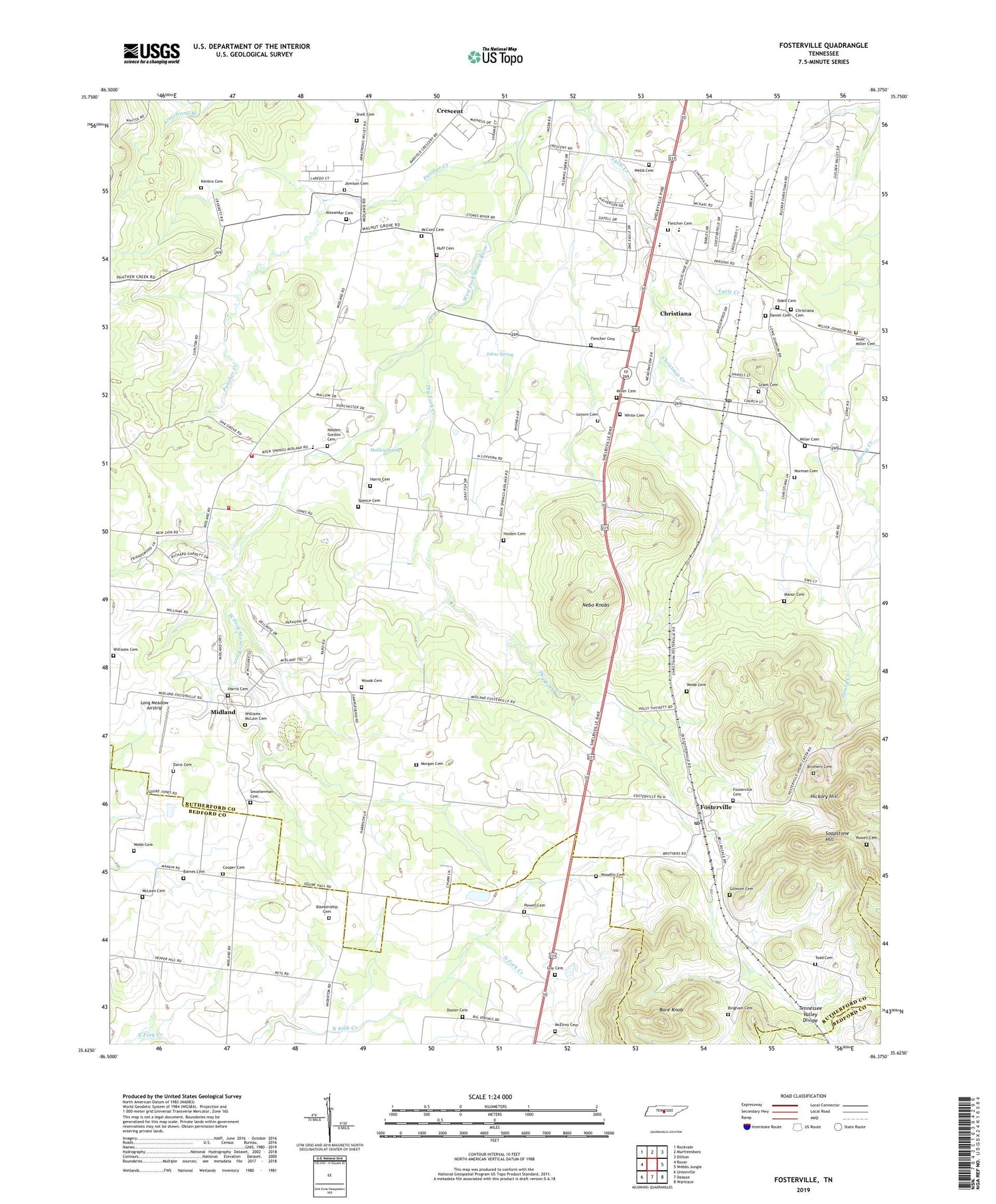 Fosterville Tennessee US Topo Map Image