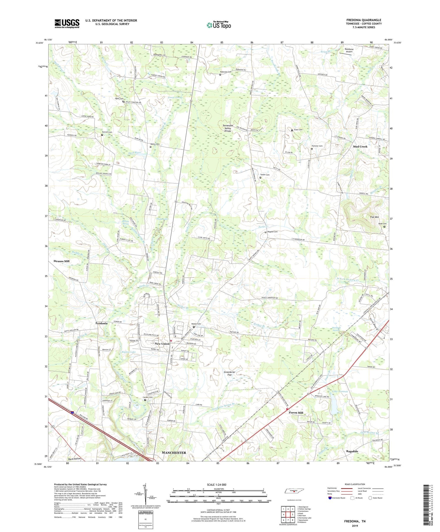 Fredonia Tennessee US Topo Map Image