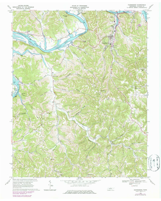 Classic USGS Gainesboro Tennessee 7.5'x7.5' Topo Map Image